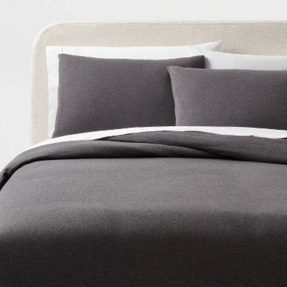 Open Box - Threshold -  Cotton Knitted Duvet Cover Set Melange D Gray - Picture 1 of 4